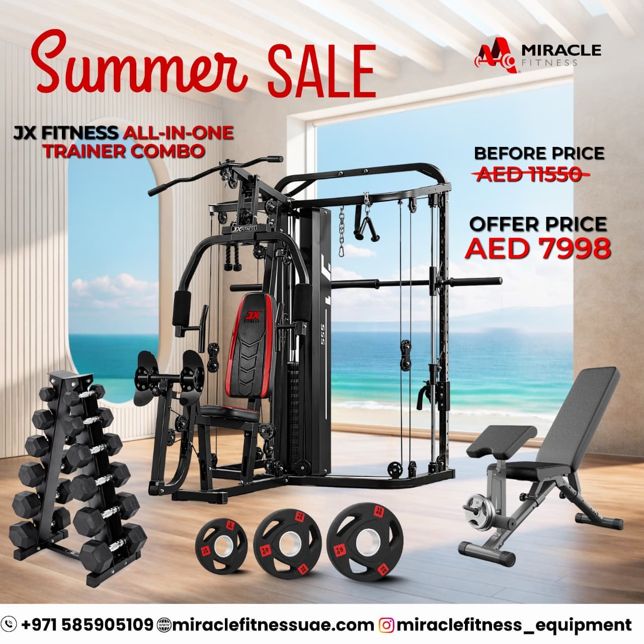 JX Fitness All in One Functional Trainer Combo Set