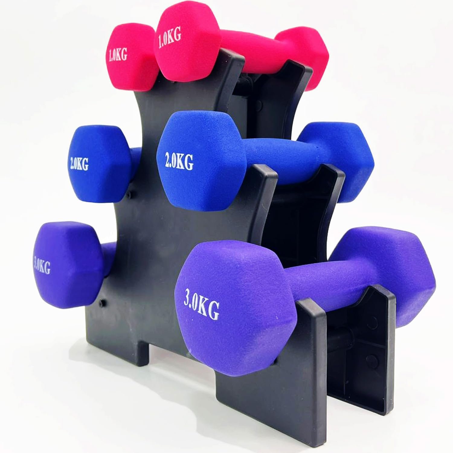 Body Strong Fancy Neoprene Dumbbell Set with Rack