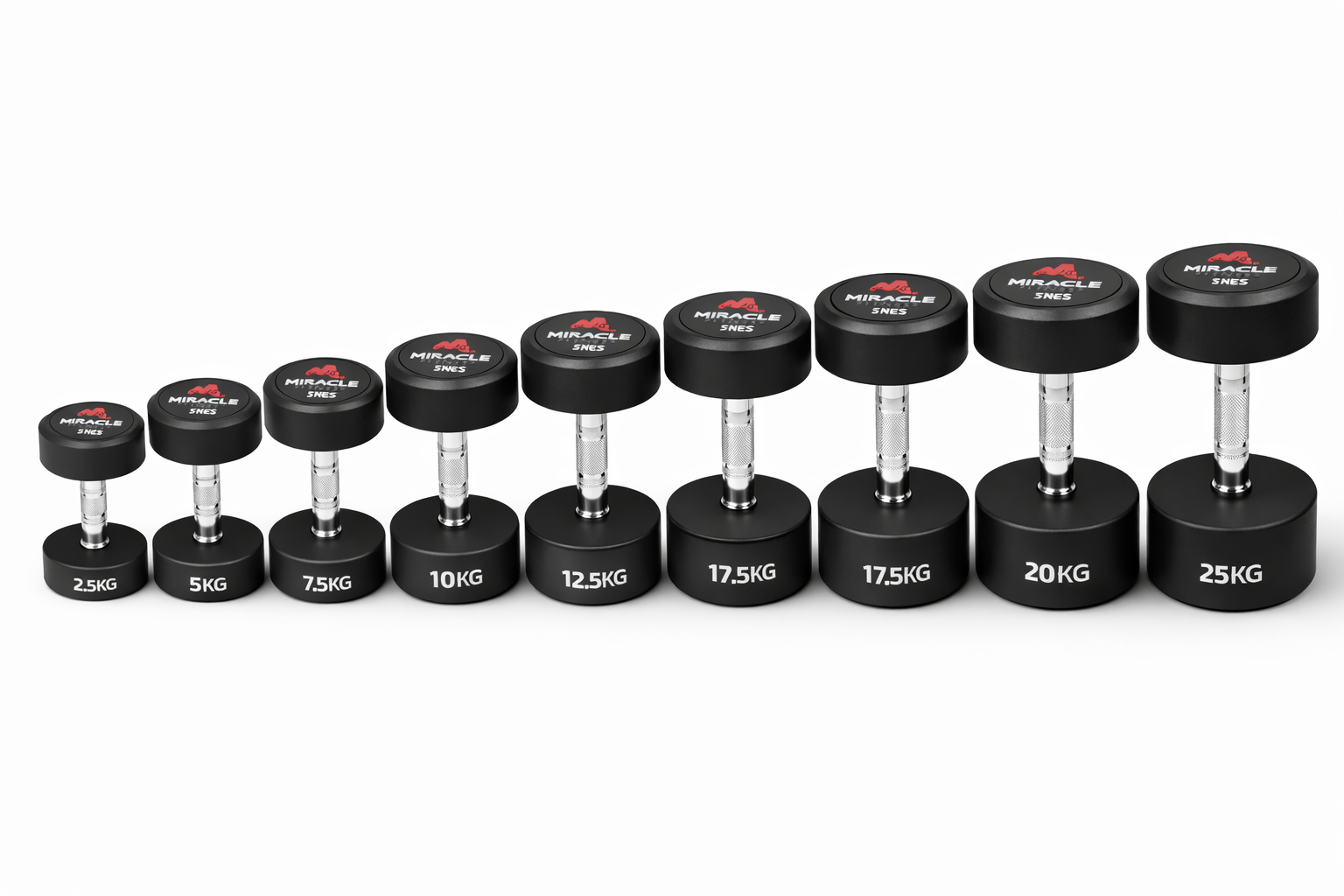 Miracle Fitness Premium Round Dumbbell Full Set 2.5Kg to 25Kg