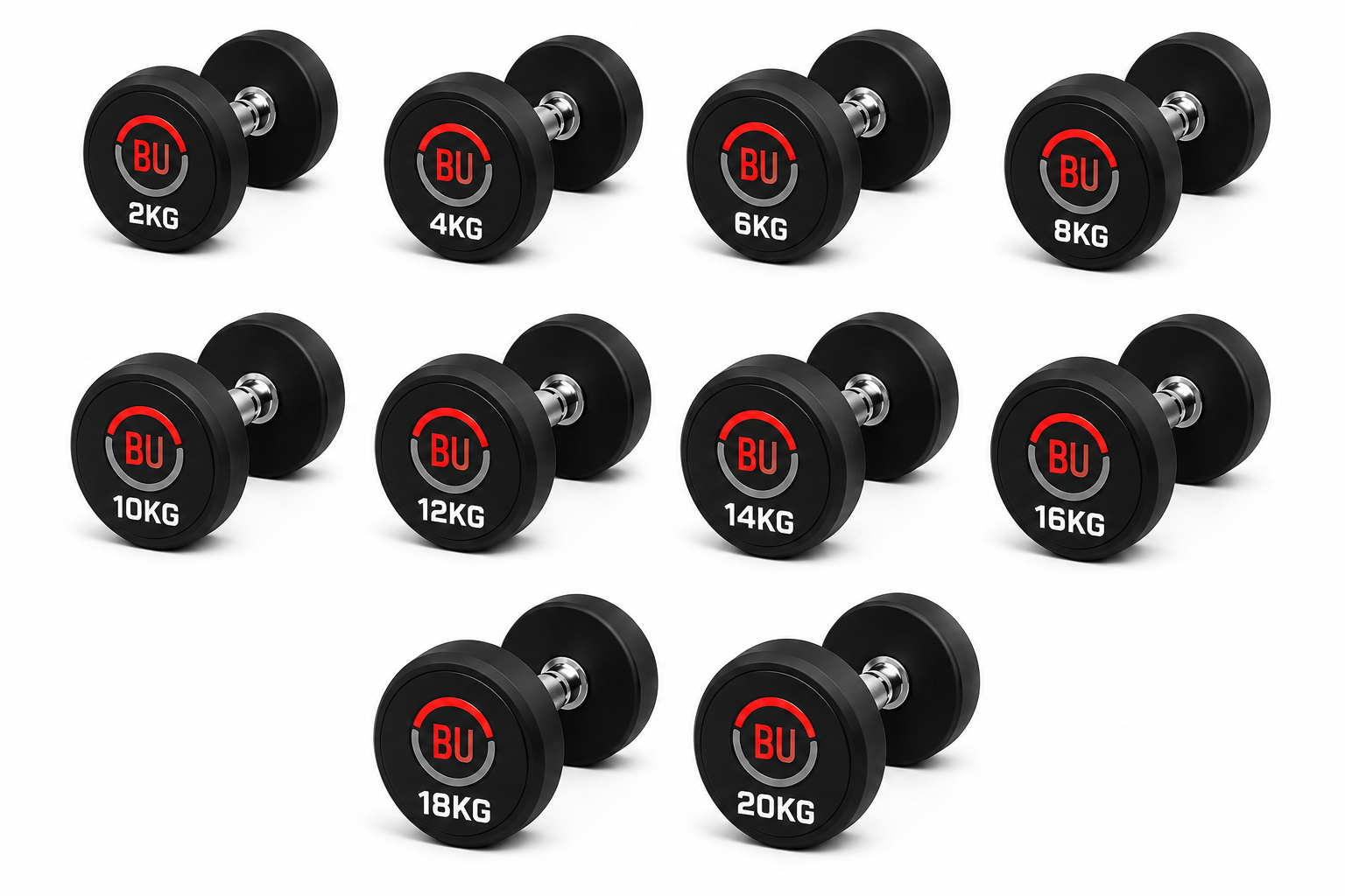 BU Premium Rubber Solid Dumbbell 2Kg To 20Kg