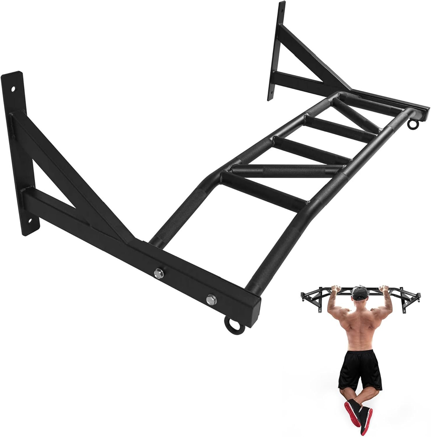 Body Strong Fitness Wall Mounted Pull Up Bar – Multi-Grip DG009