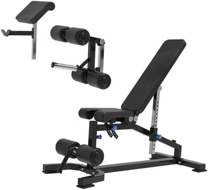 Miracle Fitness Heavy Duty Adjustable Bench with Leg Extension with Leg Curl & Preacher Curl Attachment - Flat/Incline/Decline
