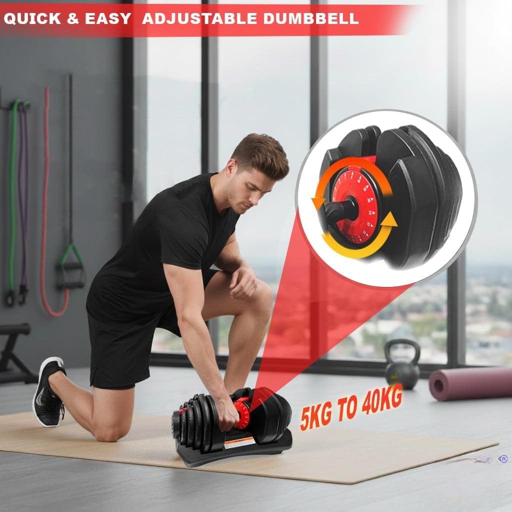 Miracle Fitness Adjustable Dumbbell Set - 5 Kg - 40 Kg ( Sold as Pair )