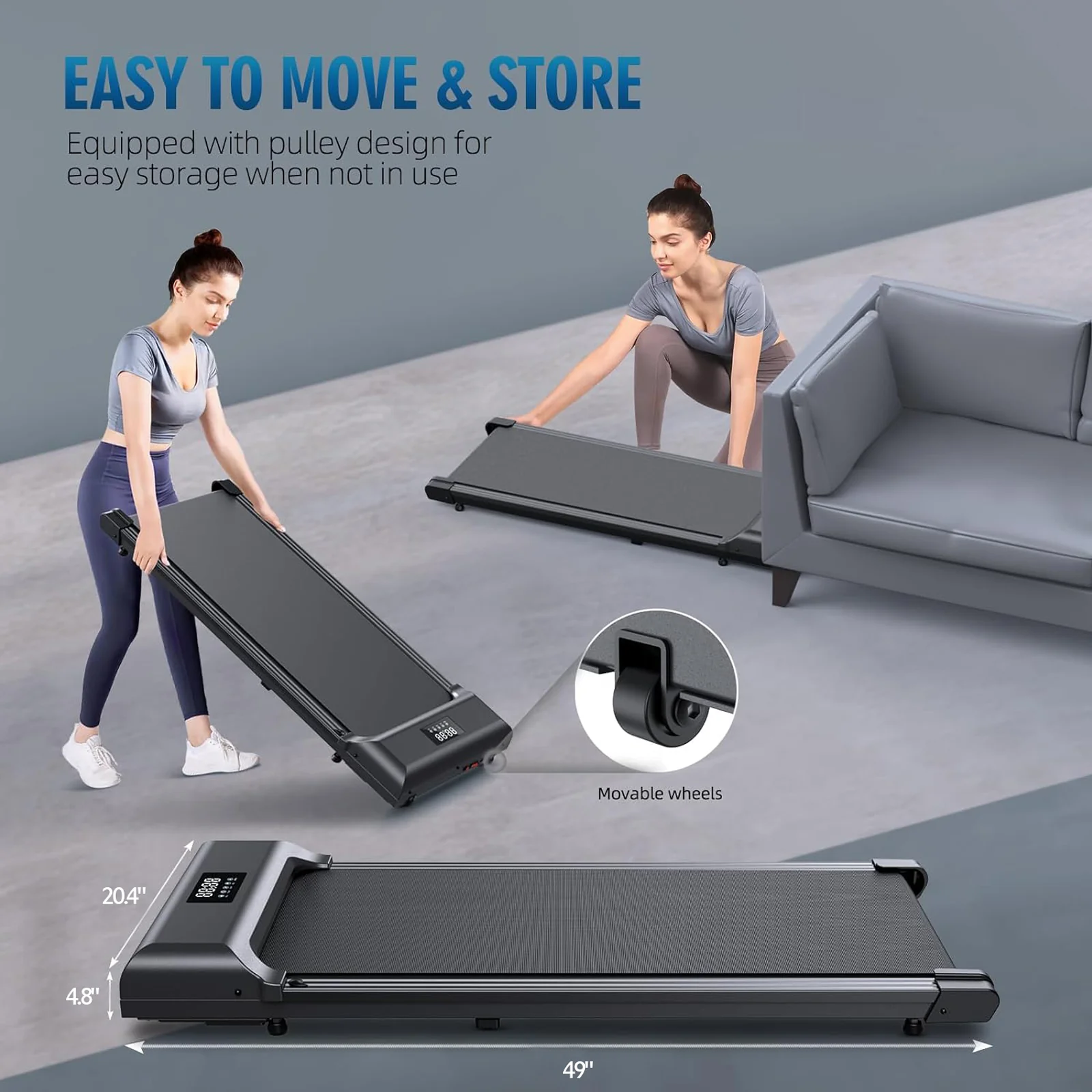 Miracle Fitness Foldable Under Desk Treadmill | Wireless Remote Control | LED Display