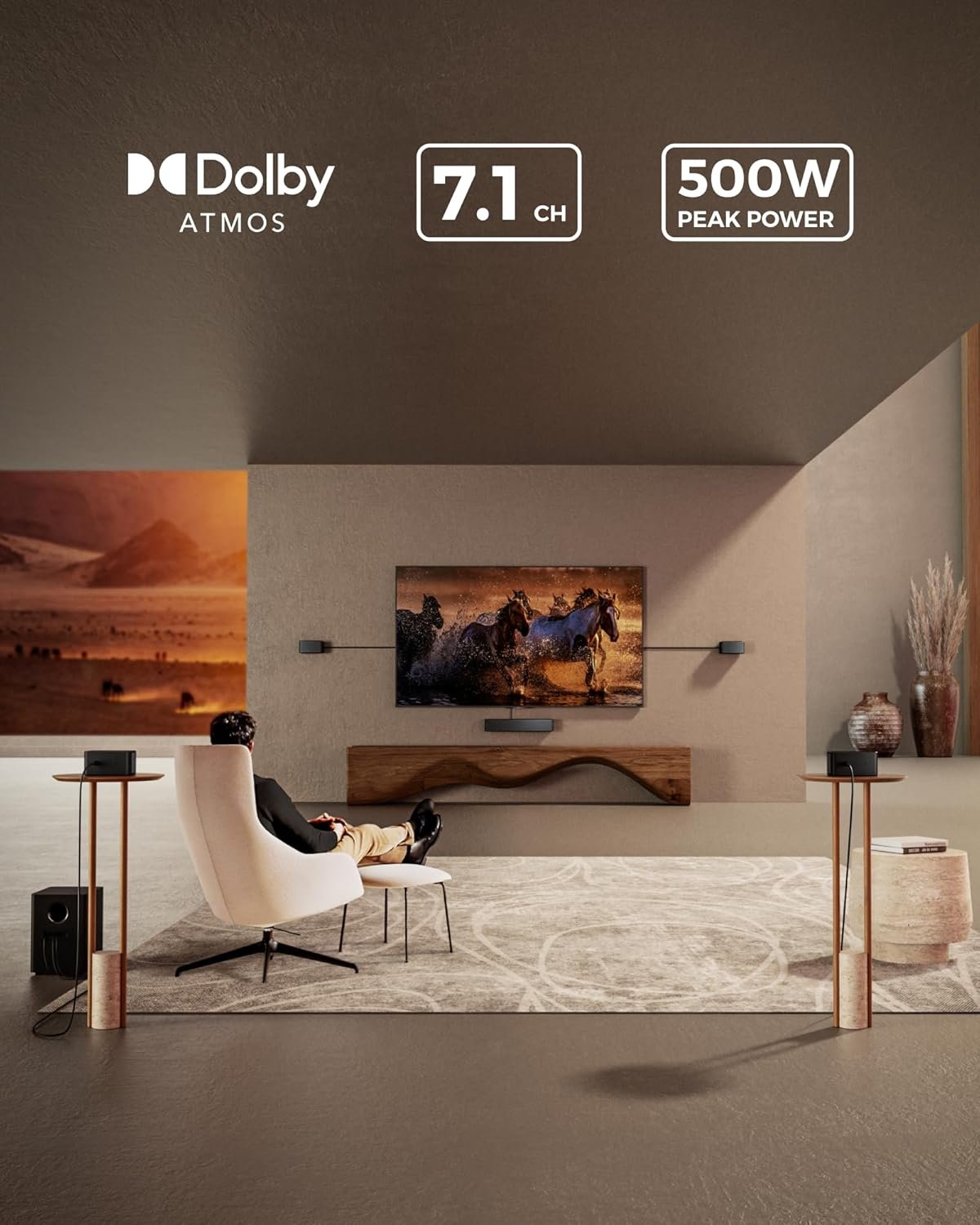 Body 7.1 Sound Bar with Dolby Atmos, 500W Home Theater Surround System