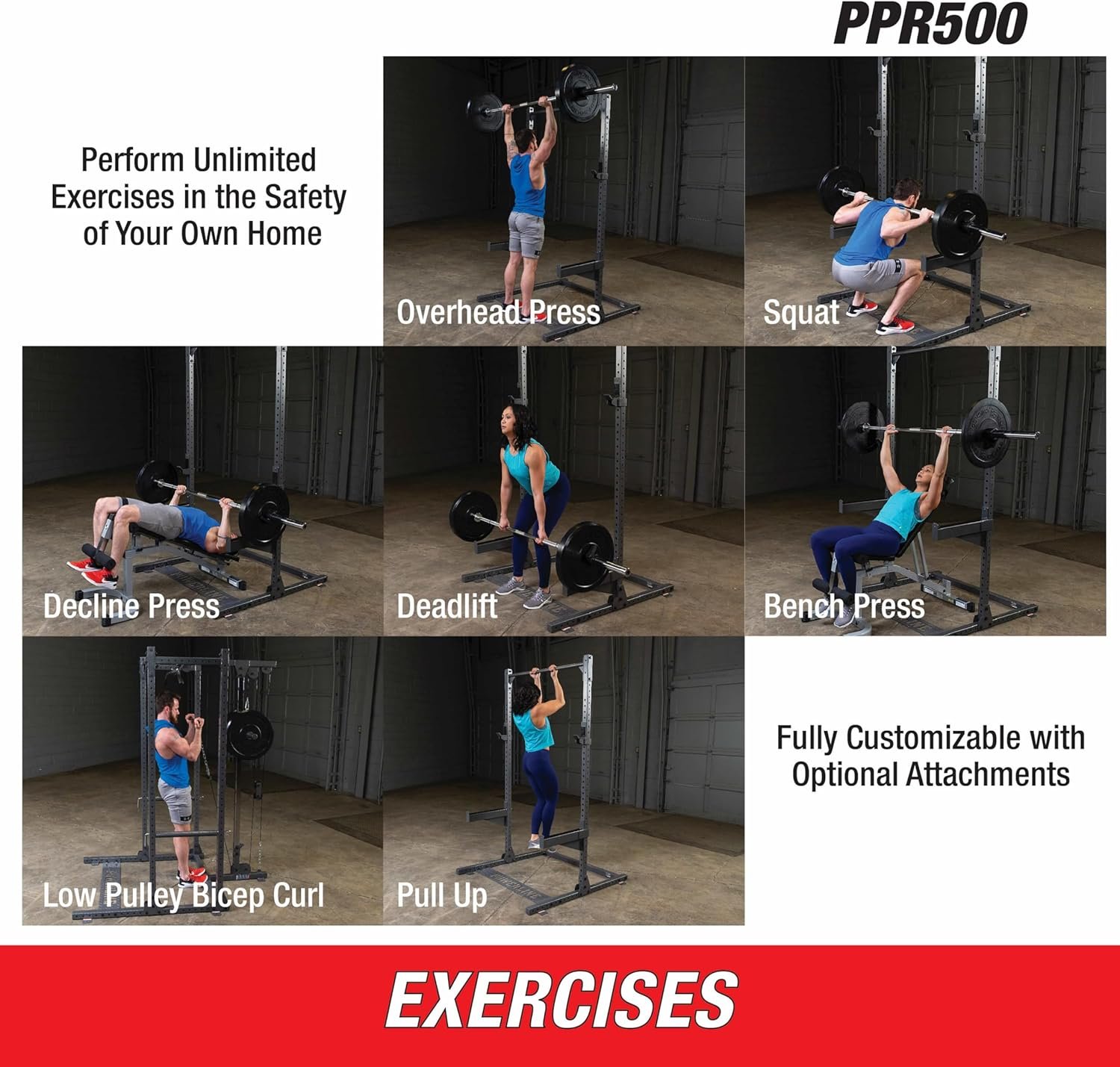 Body Solid Half Rack with J-Cups and Safety Arm Set PPR500