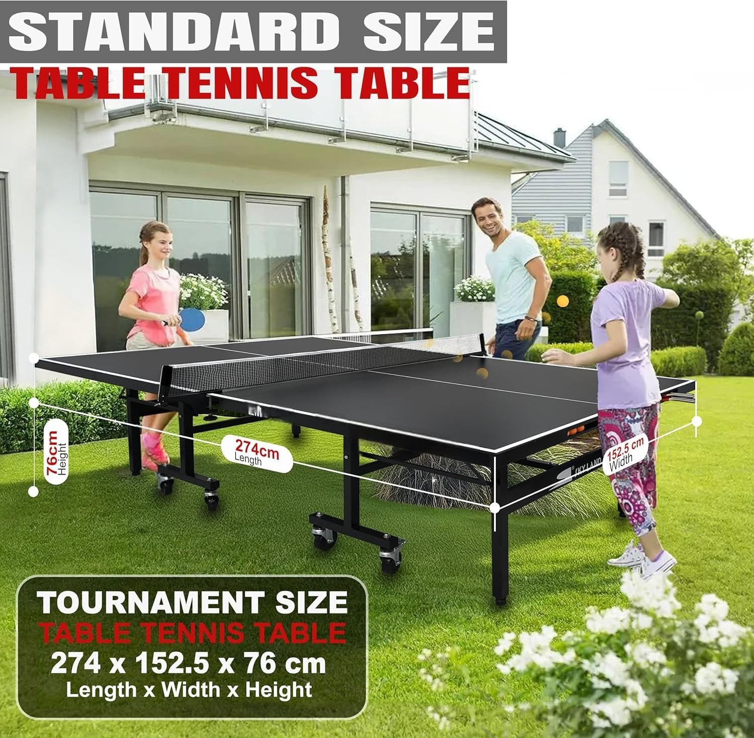 Sky Fit Outdoor Tennis Table 9x5 FT, Foldable with Waterproof Panels