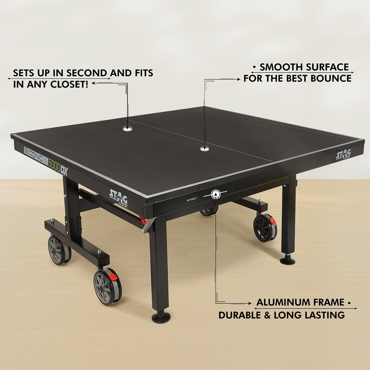 Stag Iconic 5000 DX Table Tennis Table - Unmatched Performance & True Ball Bounce
