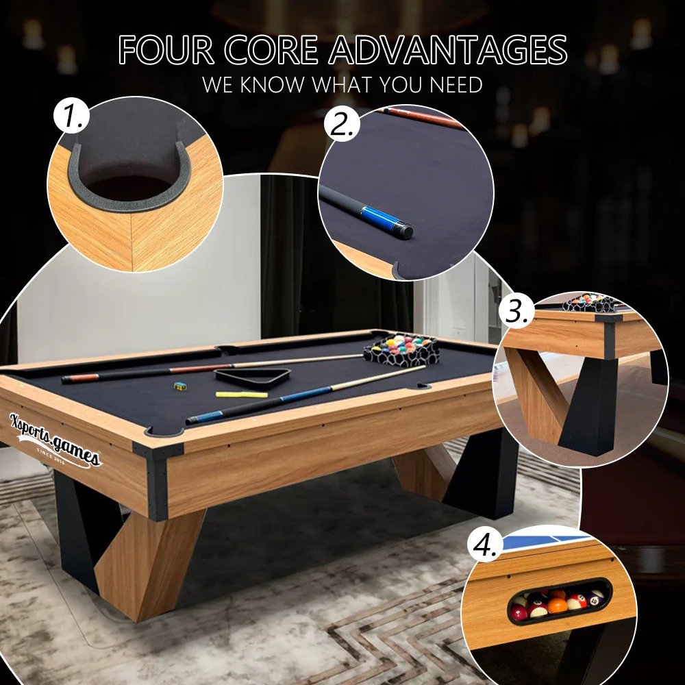 Miracle 3 in 1 7 FT Pool Tables Billiards for Billiards/Table Tennis/Dining Table Multi-functional