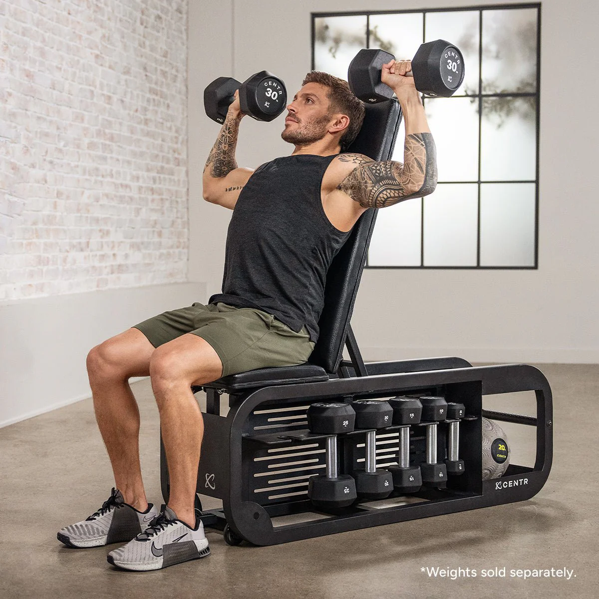 Inspire Fitness CENTR Fusion Home Gym Bench with Integrated Dumbbell Storage