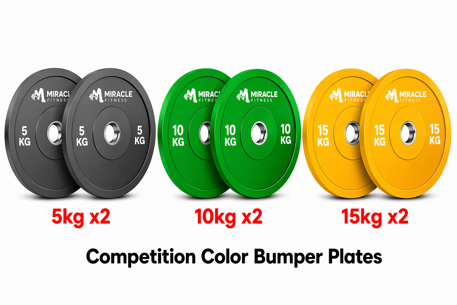 Miracle Fitness Color Bumper Plates 100Kg Bundle Set