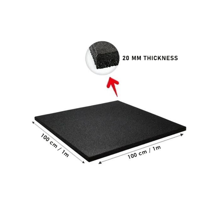 Terrafit Fitness Classic Tile Rubber Gym Flooring Mat 20 mm, 100 x 100 CM