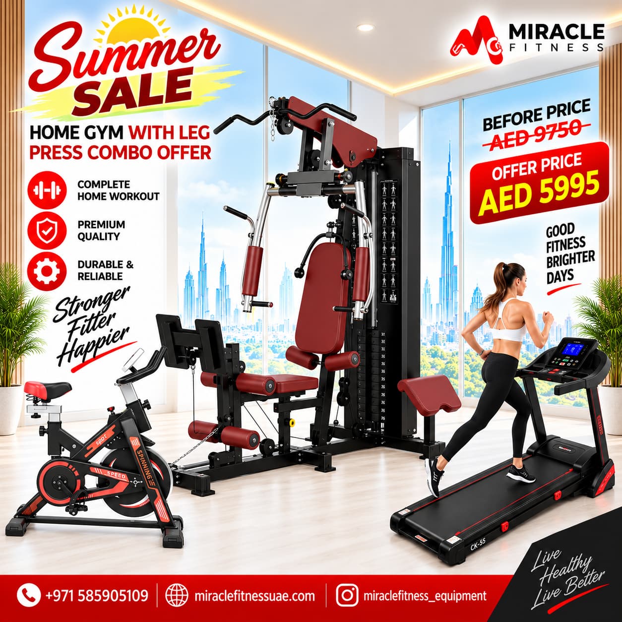 Miracle Fitness Home Gym Equipment with Leg Press Combo