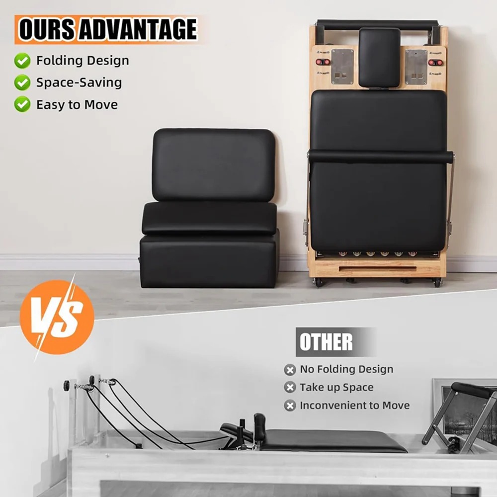 COOL SSZ Folding Pilates Reformer Solid Wood with Core Bed