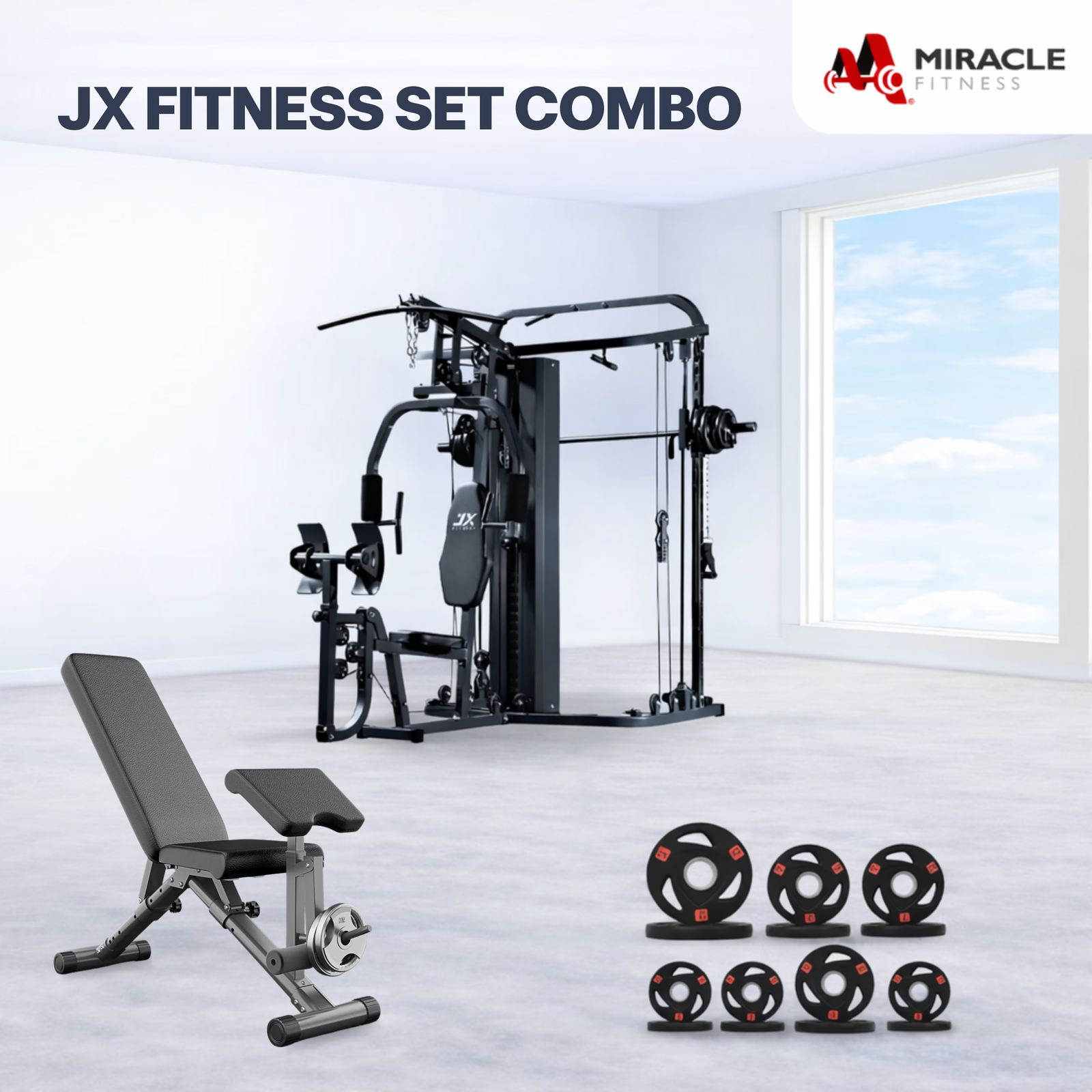 JX Fitness All-in-One Home Gym Equipment Set