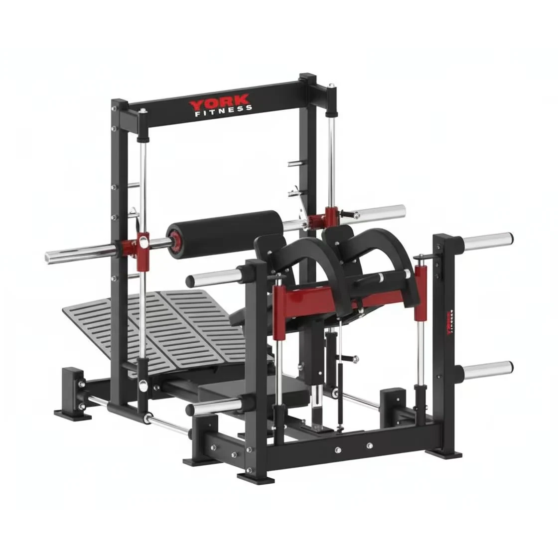 YORK 3D Hip Thrust Machine Commercial Grade Hip & Glute Strength Trainer- Mp-8148 Black/Red