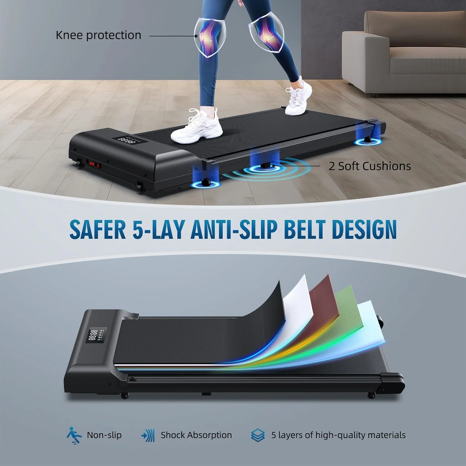 Miracle Fitness Foldable Under Desk Treadmill | Wireless Remote Control | LED Display