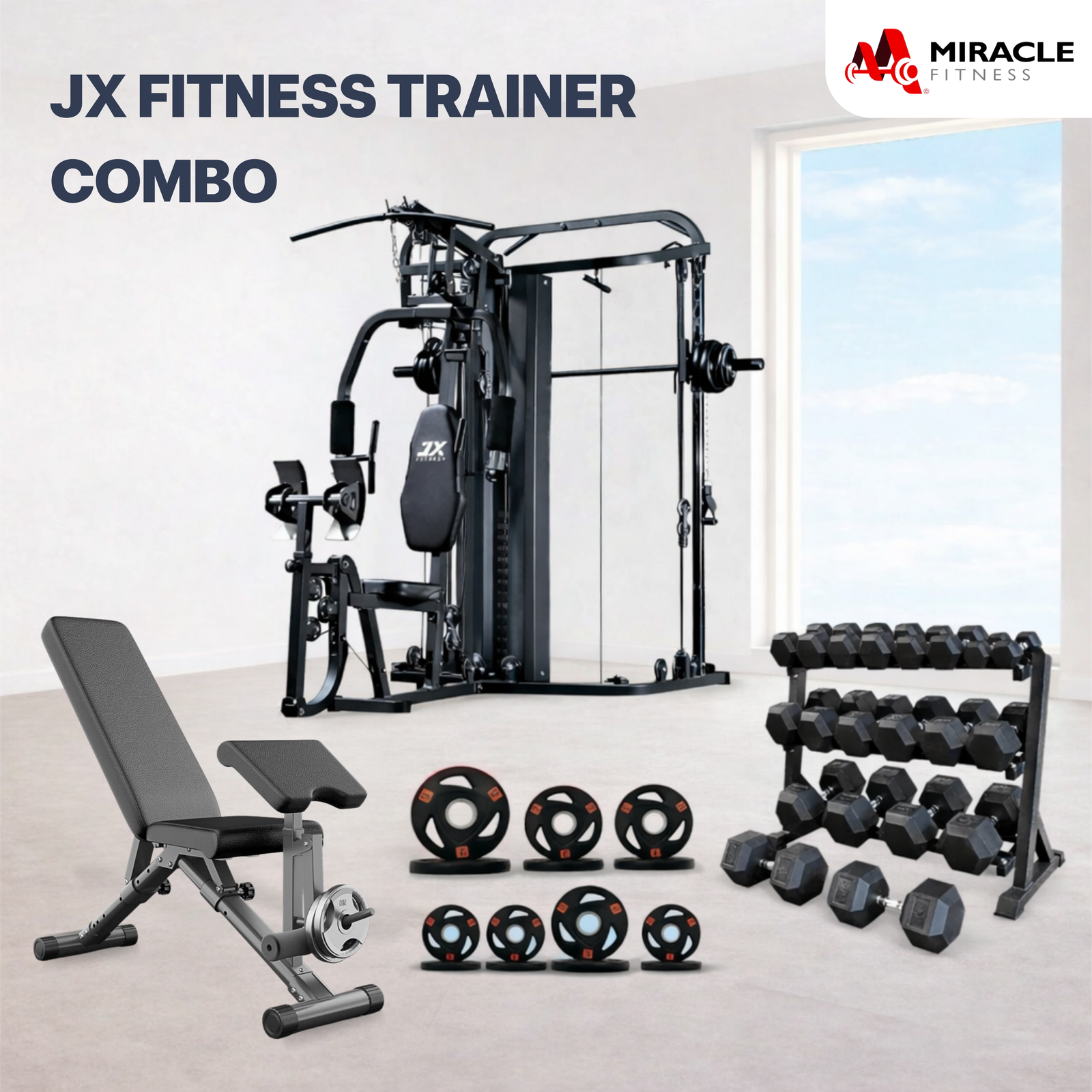JX Fitness All in One Home Gym Combo Set