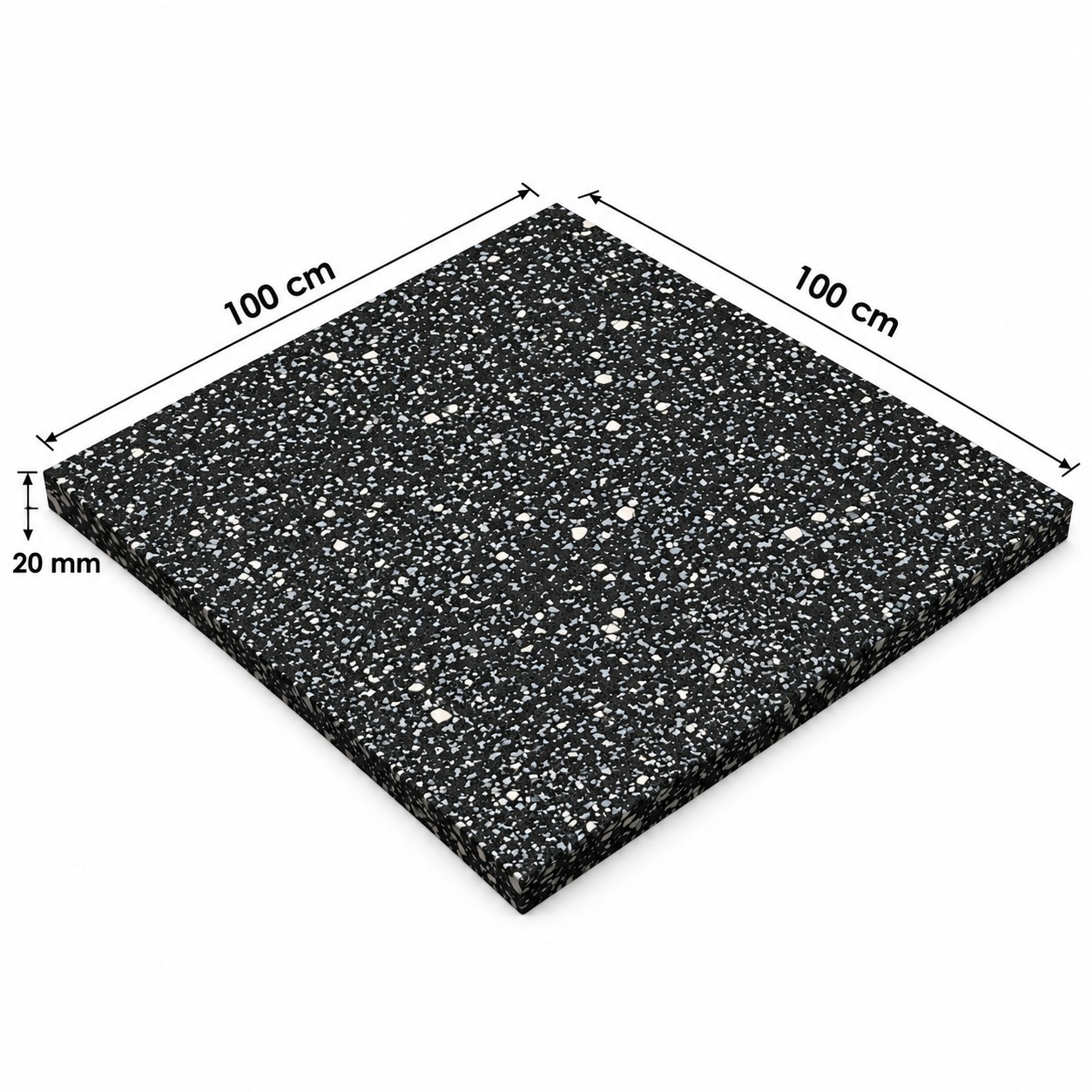 Body Strong EPDM Gym Rubber Flooring 20 mm - 100 x 100 CM Speckled Grey(White Dot)