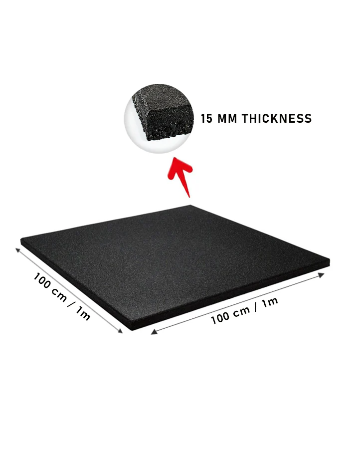 Miracle Fitness Gym  Rubber Tiles 15 mm - 100 x 100 CM | Rubber Flooring