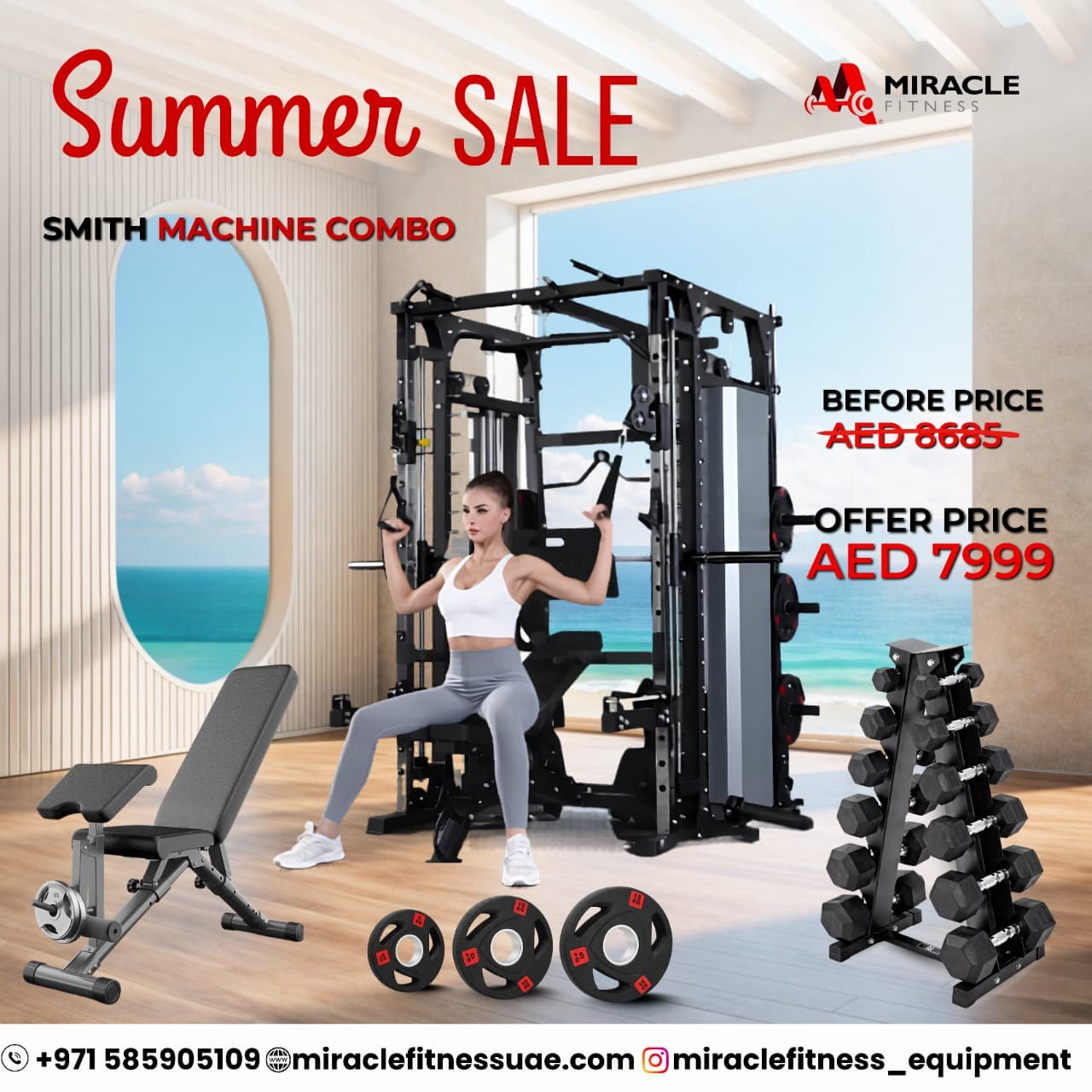 Miracle Fitness All-in-One Smith machine with Functional Trainer Combo Offer