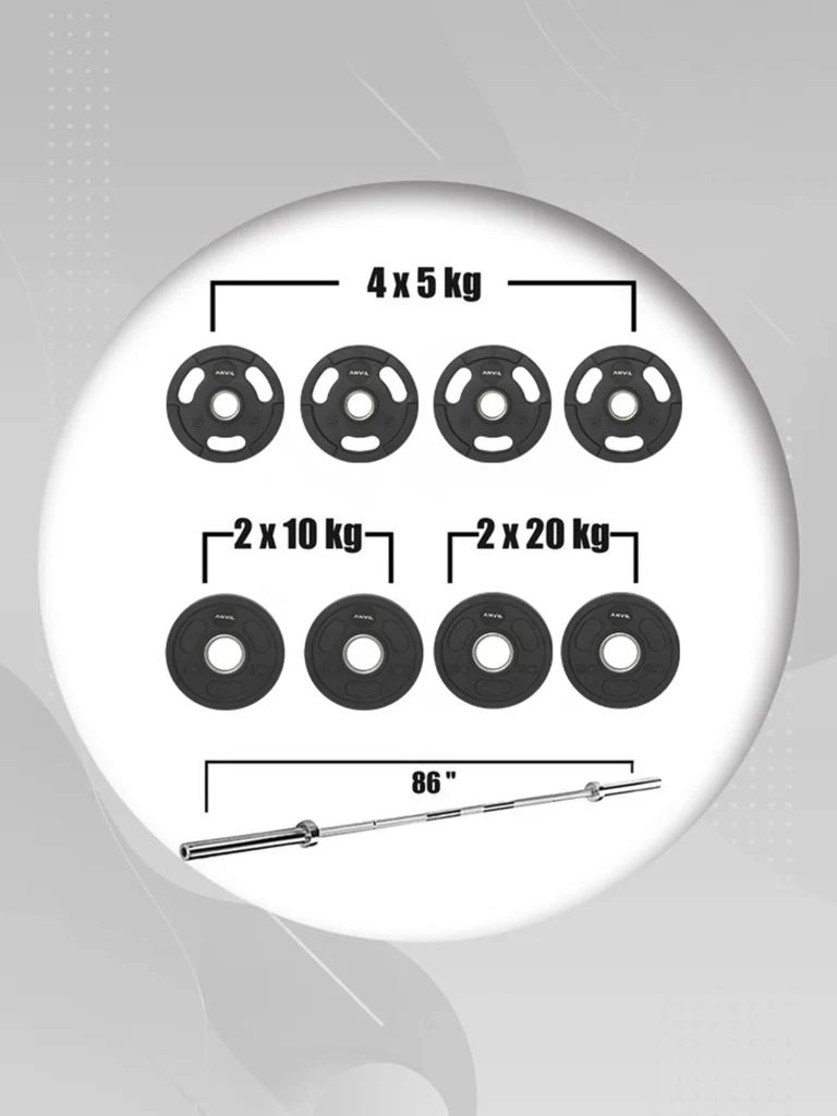 Gympro Foldable Wall Squat Rack + Utility Bench + Olympic Disc with Barbell