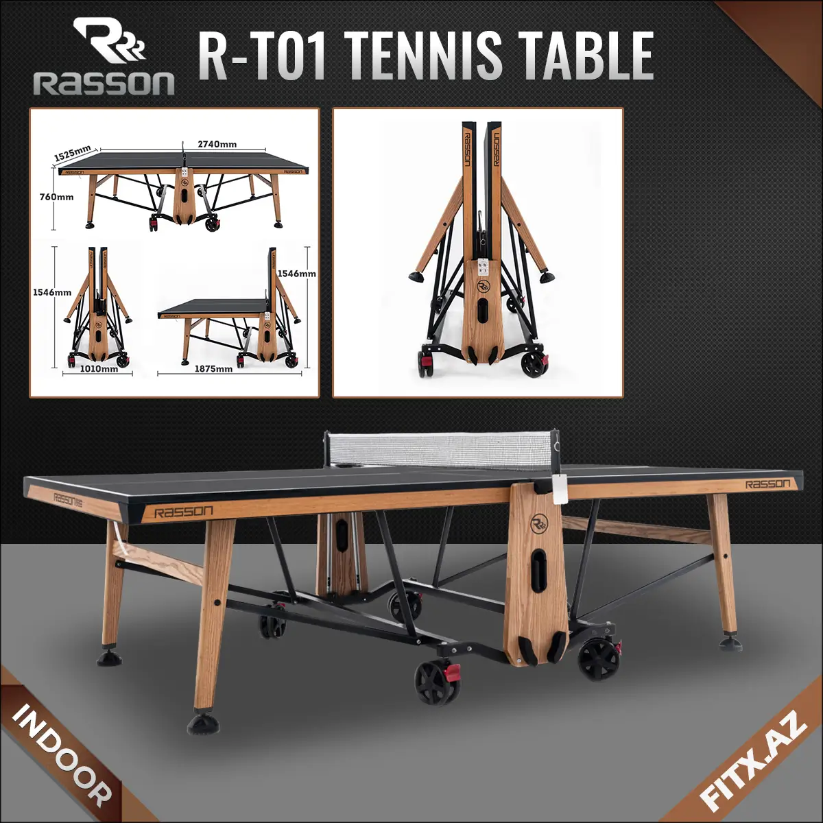 Rasson Table Tennis R-T01 Indoor 19mm Top with Natural Oak Finishing