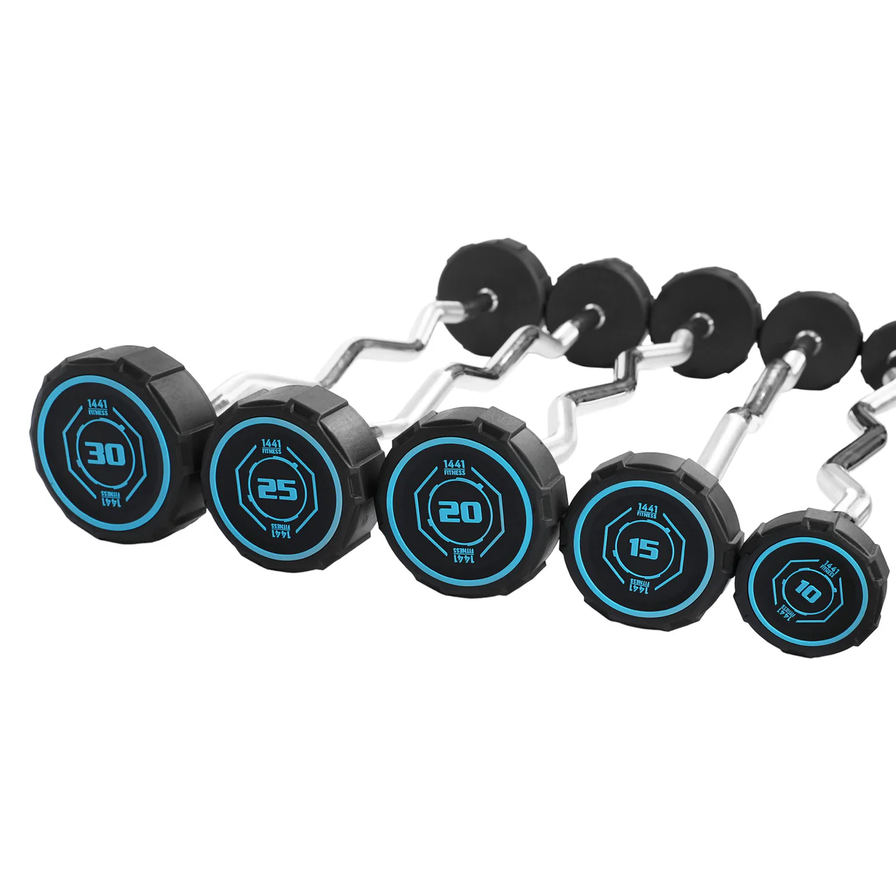 Miracle Fitness Fixed Straight Barbell & Curl Barbell Set PU with Rack - 10 kg to 30 kg