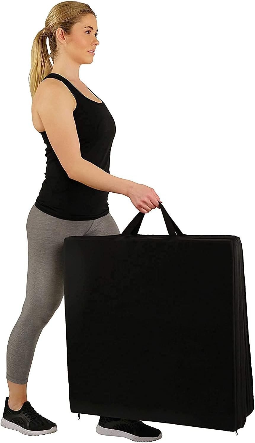 Body Strong 2 inchThick Tri-Fold Folding Exercise Mat with Carrying Handles