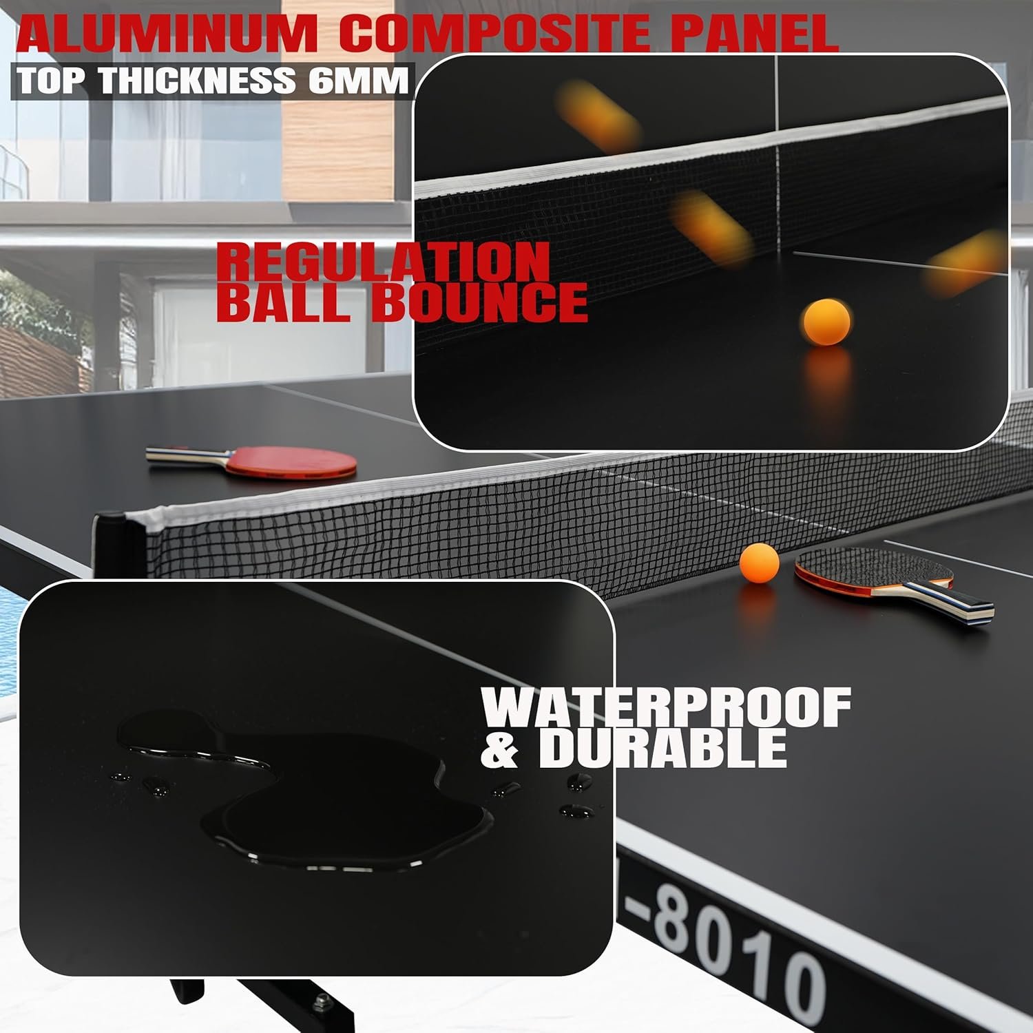 Sky Fit Outdoor Tennis Table 9x5 FT, Foldable with Waterproof Panels
