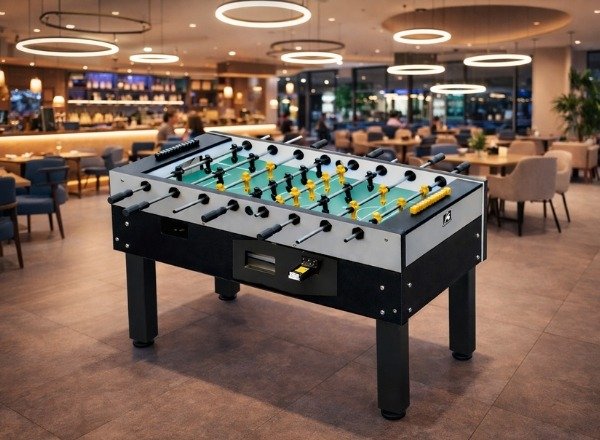 Knightshot ST139 Commercial Use Coin-Operated Foosball Table With Black And Yellow Players