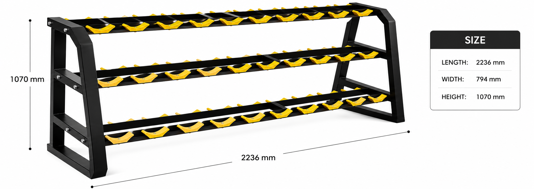 Body Strong 3 Tier Dumbbell Rack 15 Pair -LHR 005