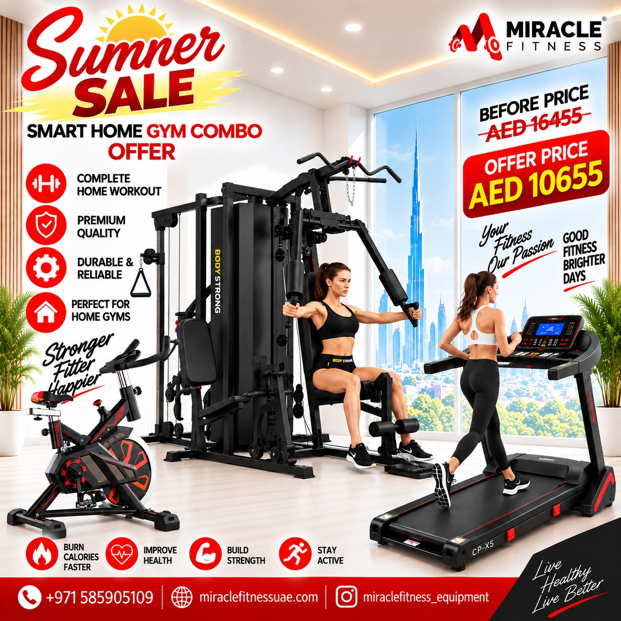 Miracle Fitness 5 Station Multi Home Gym Combo Set