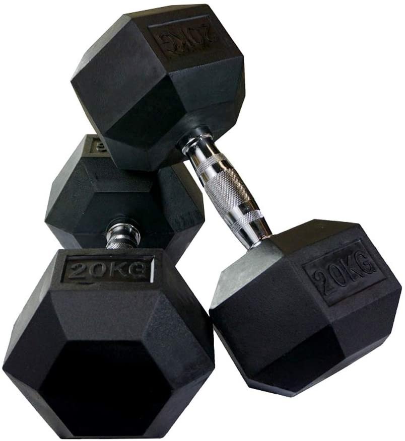 Miracle Fitness Fitness Rubber Hex Dumbbells (2.5kg - 40kg) - Sold In Pairs (2 pcs)