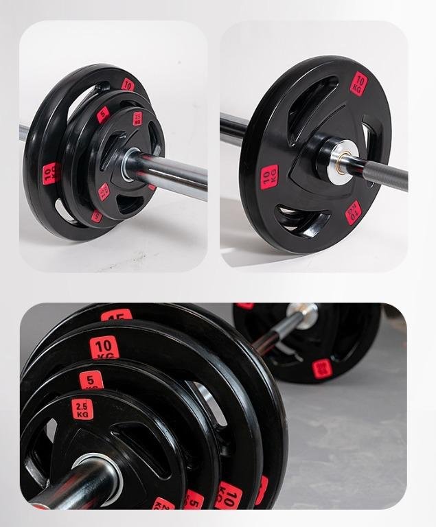 Miracle Fitness 6 ft Olympic Bar with Tri Grip Olympic Plates Set | 60 Kg Set