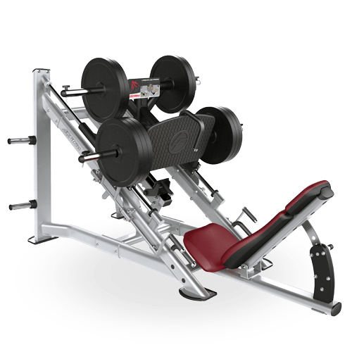 SIGNATURE SEIRES PLATE LOADED LINEAR LEG PRESS - PLATINUM / CRANBERRY