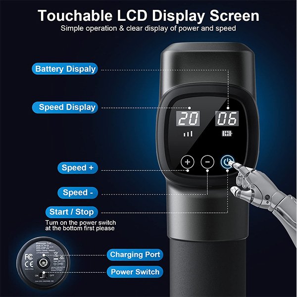 RENPHO Percussion Massage Gun, Professional Powerful, 20 Speeds with 6 Massage Heads/ C3 GUN