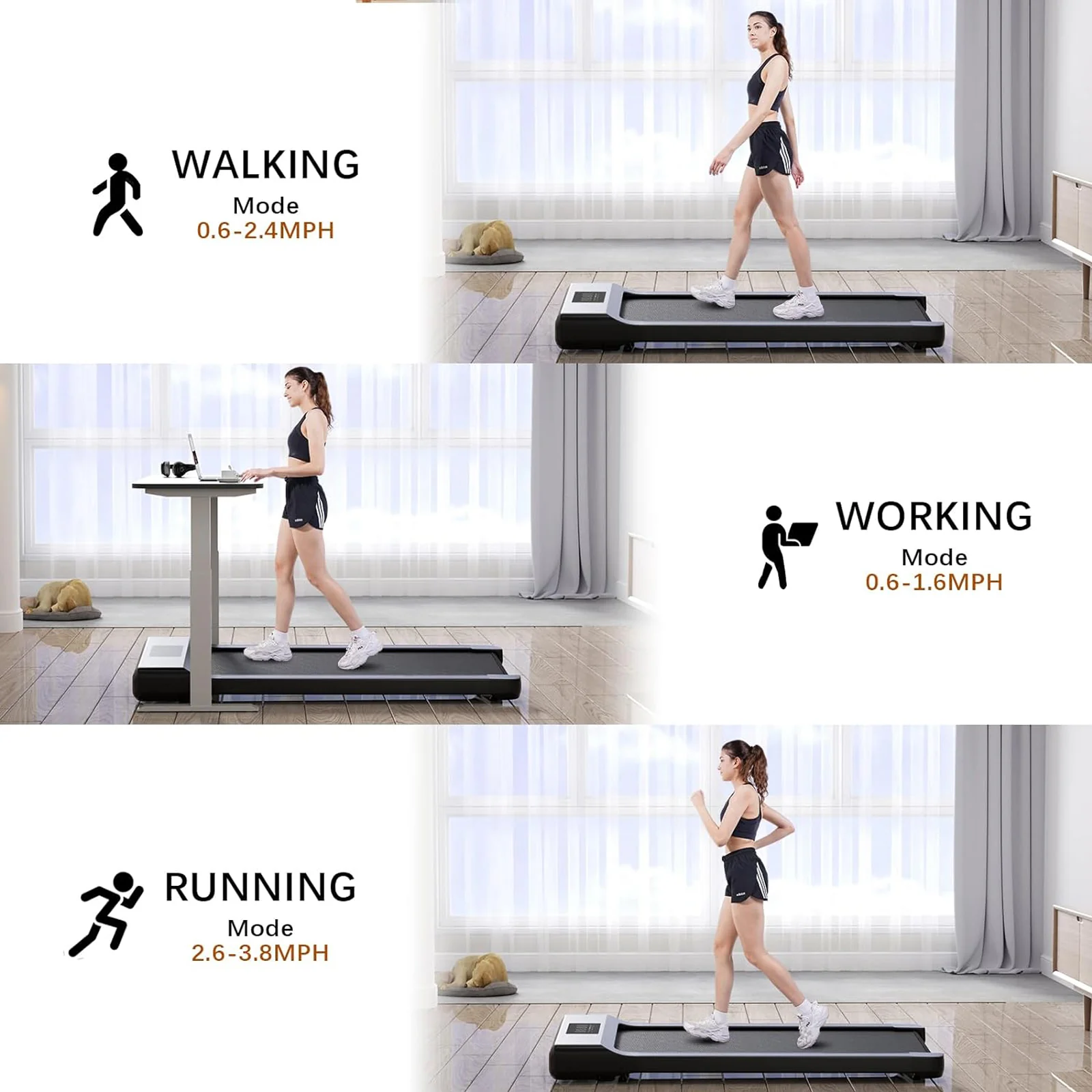 Miracle Fitness Foldable Under Desk Treadmill | Wireless Remote Control | LED Display