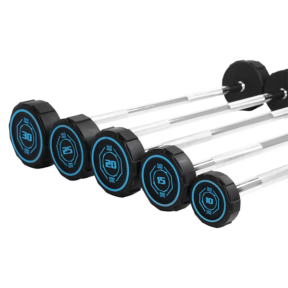 Miracle Fitness Fixed Straight Barbell & Curl Barbell Set PU with Rack - 10 kg to 30 kg