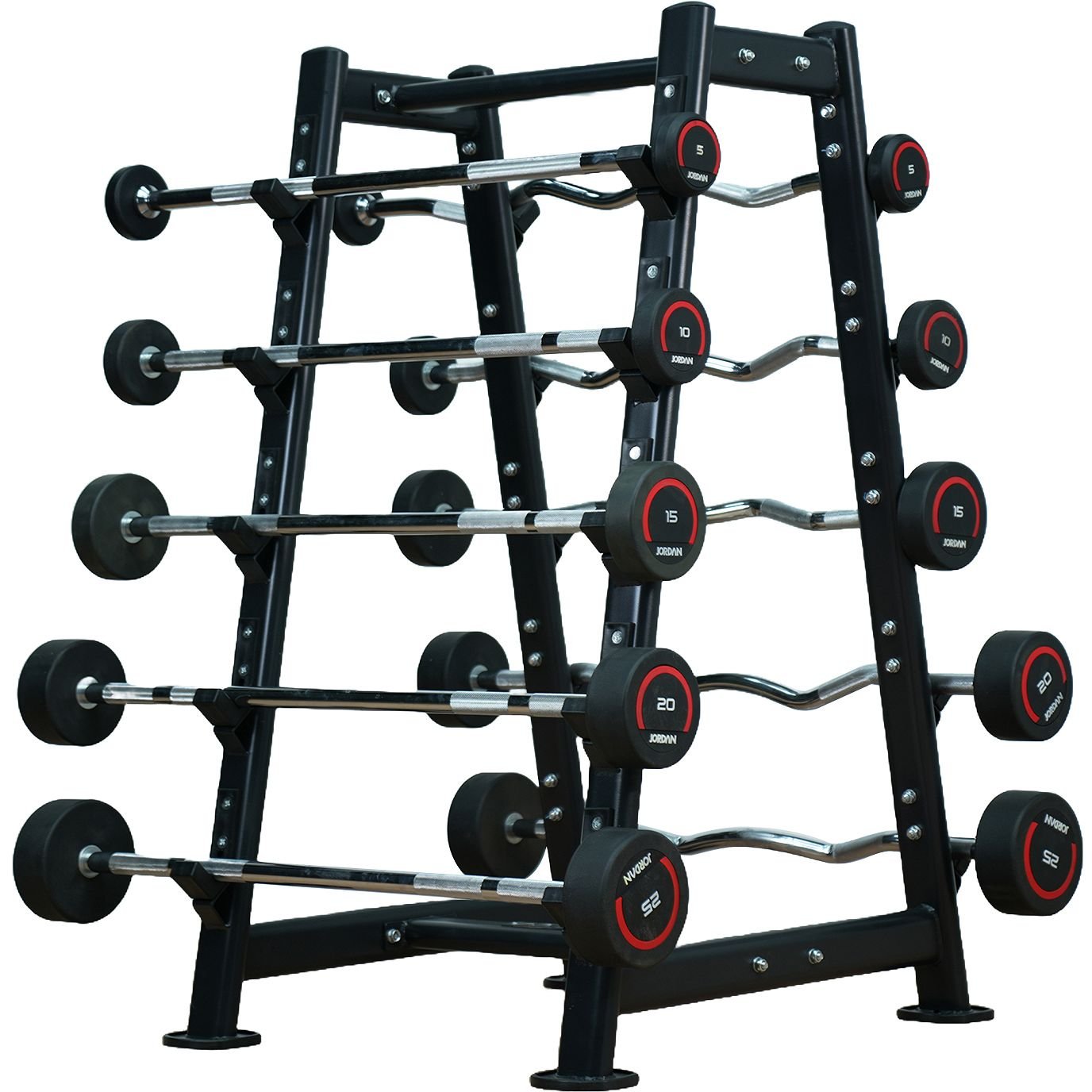 Jordan Fitness Straight and Curl Barbells with Rack UK